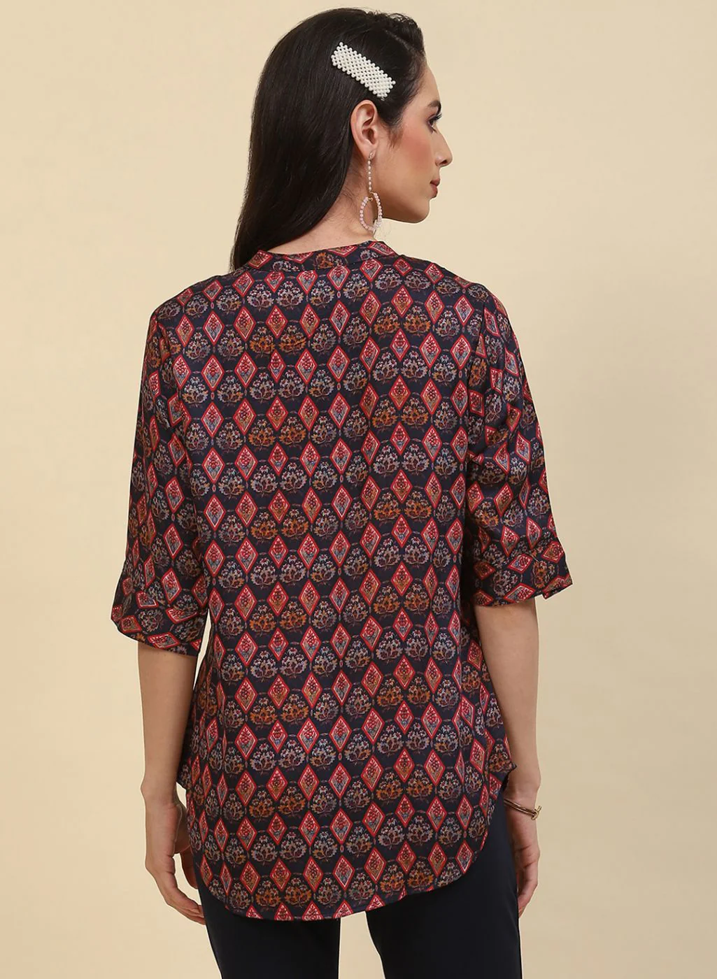 Women NAvy Blue Printed Top - Image 4