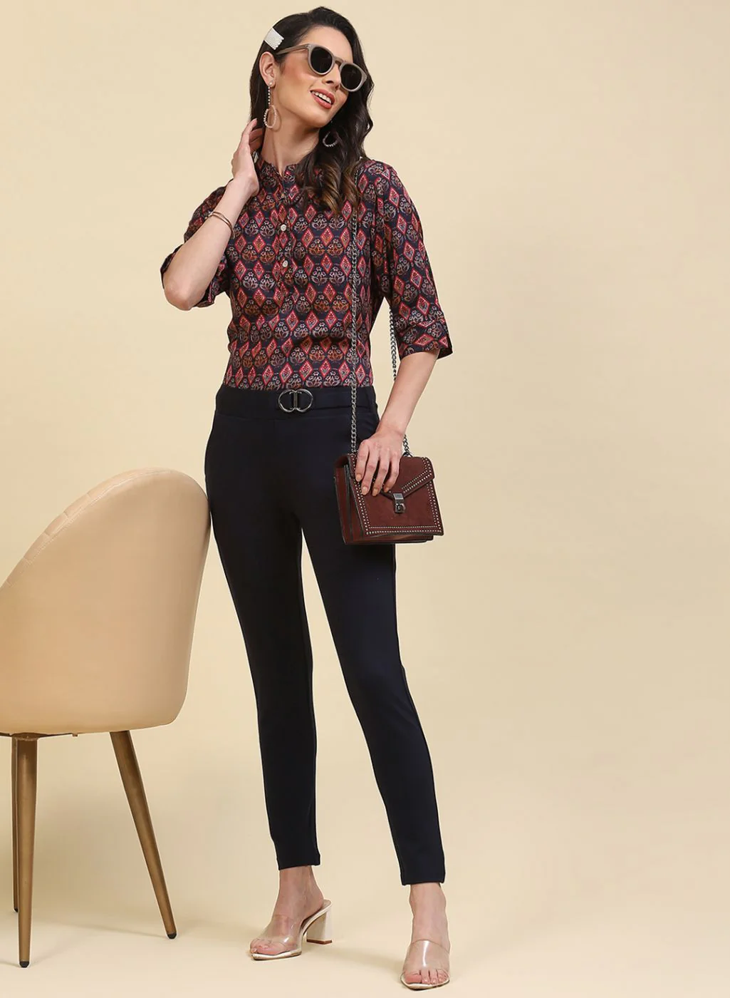 Women NAvy Blue Printed Top - Image 5