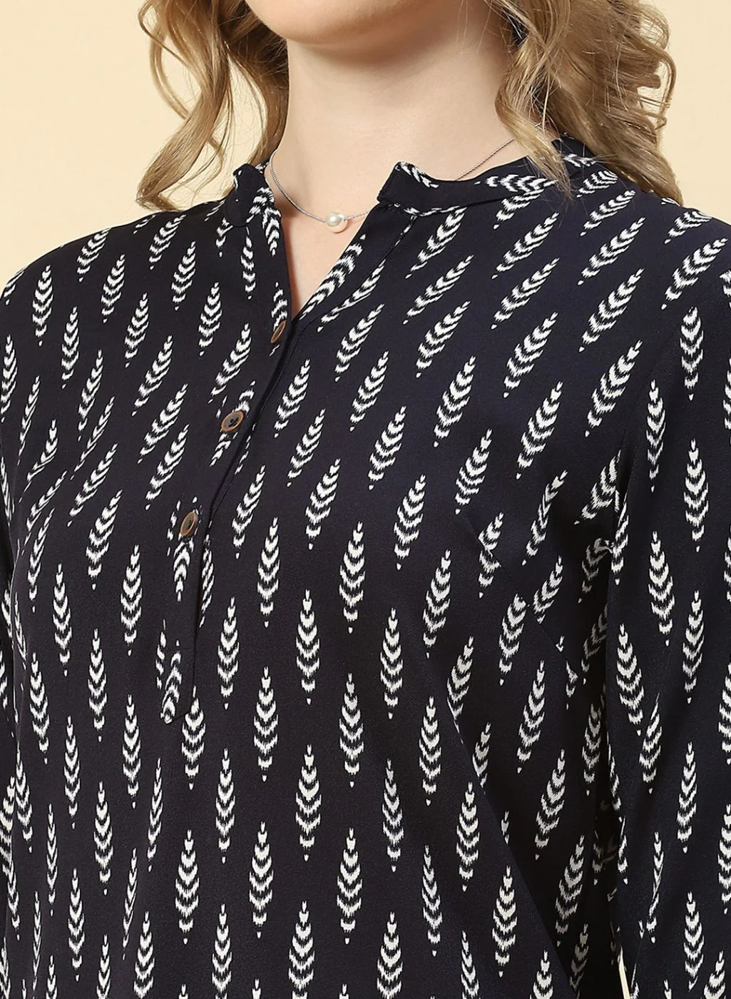Women NAvy Blue Printed Top - Image 6