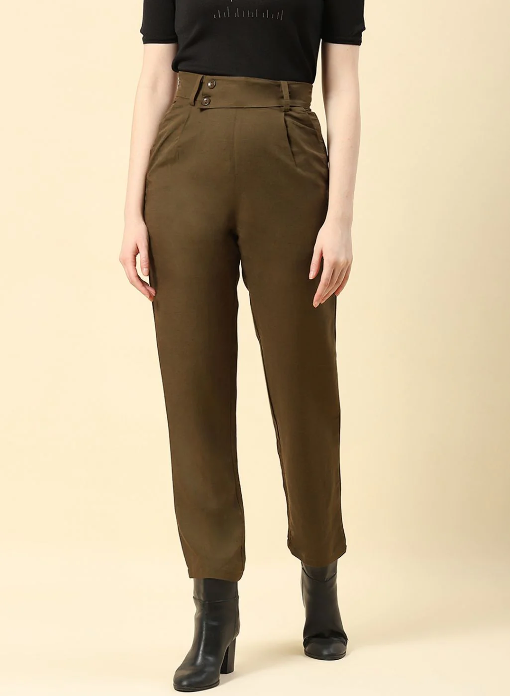 Women Olive Regular Fit Lower - Image 2