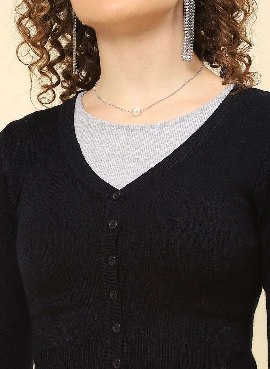 Women Olive Solid Blend wool Blouse - Image 6
