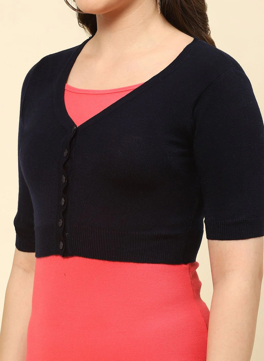 Women Olive Solid Blend wool Blouse - Image 6
