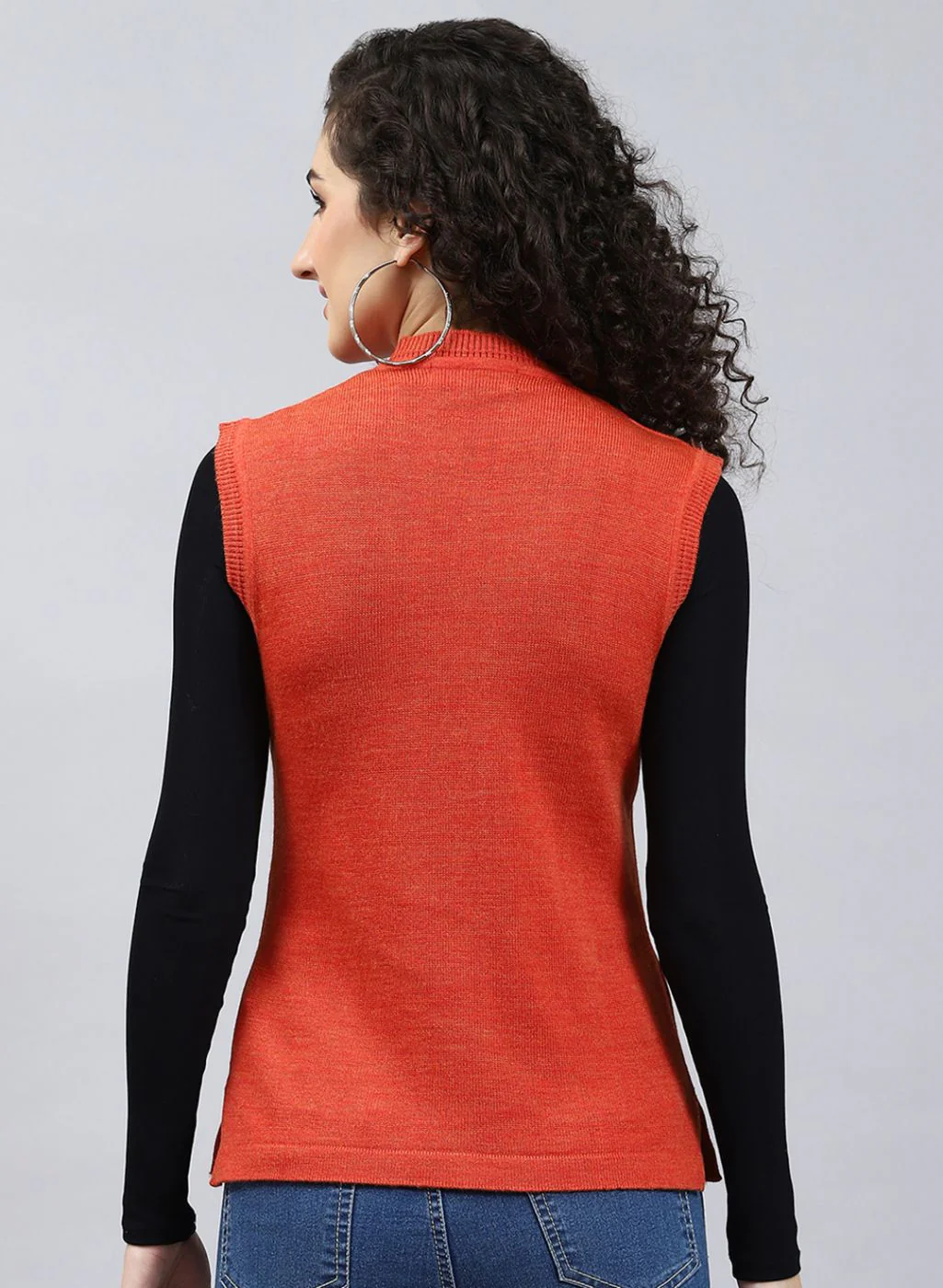 Women Orange Solid Wool blend Cardigan - Image 5