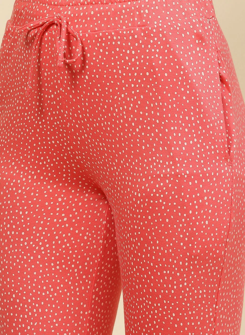Women Peach Printed Lower Set - Image 7