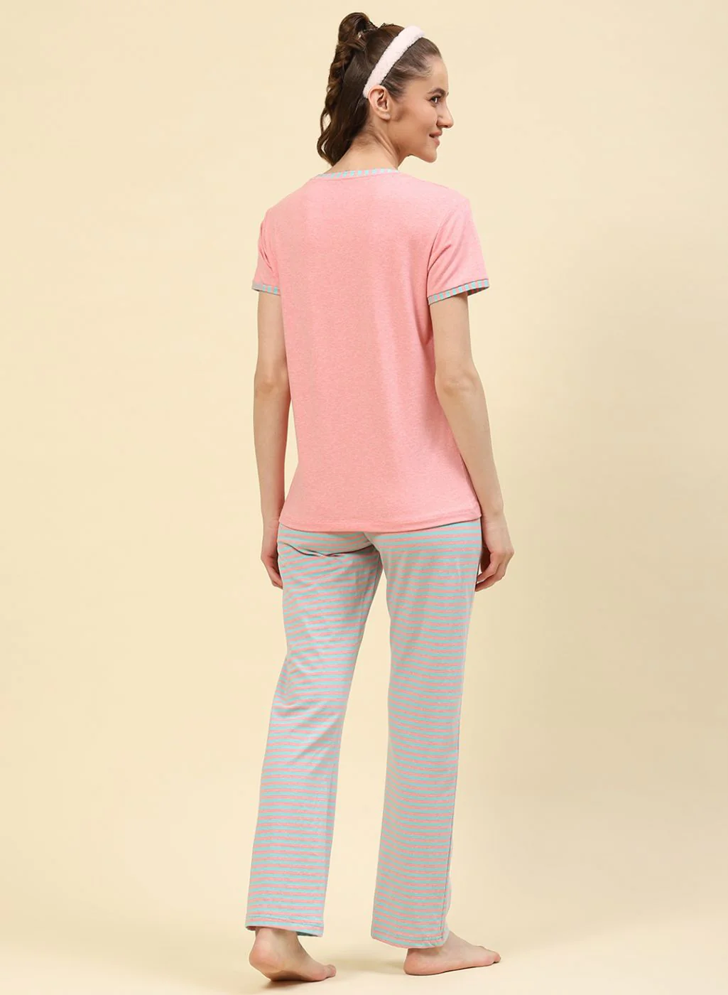 Women Peach Printed Lower Set - Image 4