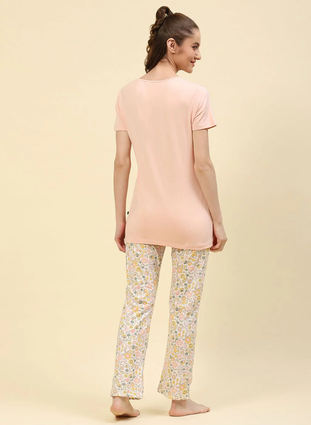 Women Peach Printed Lower Set - Image 4