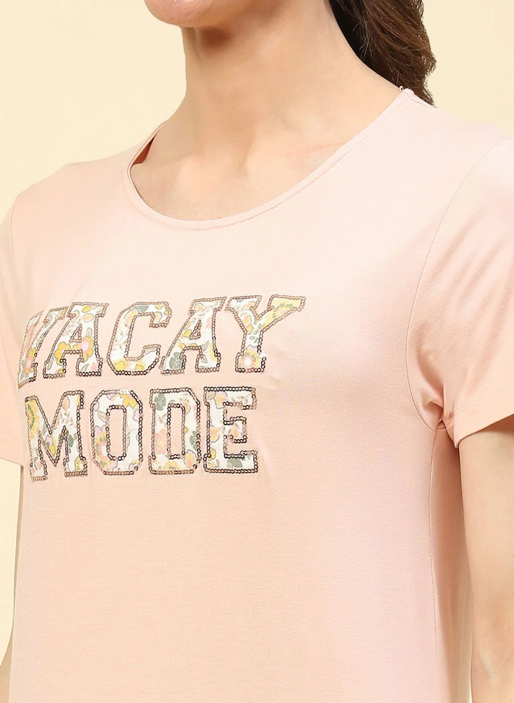 Women Peach Printed Lower Set - Image 6
