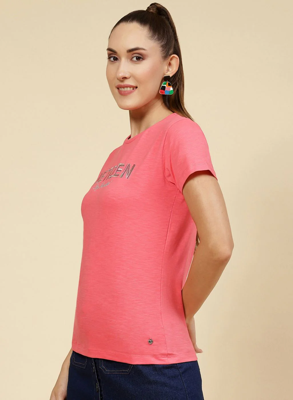 Women Pink Embroidered Top - Image 3