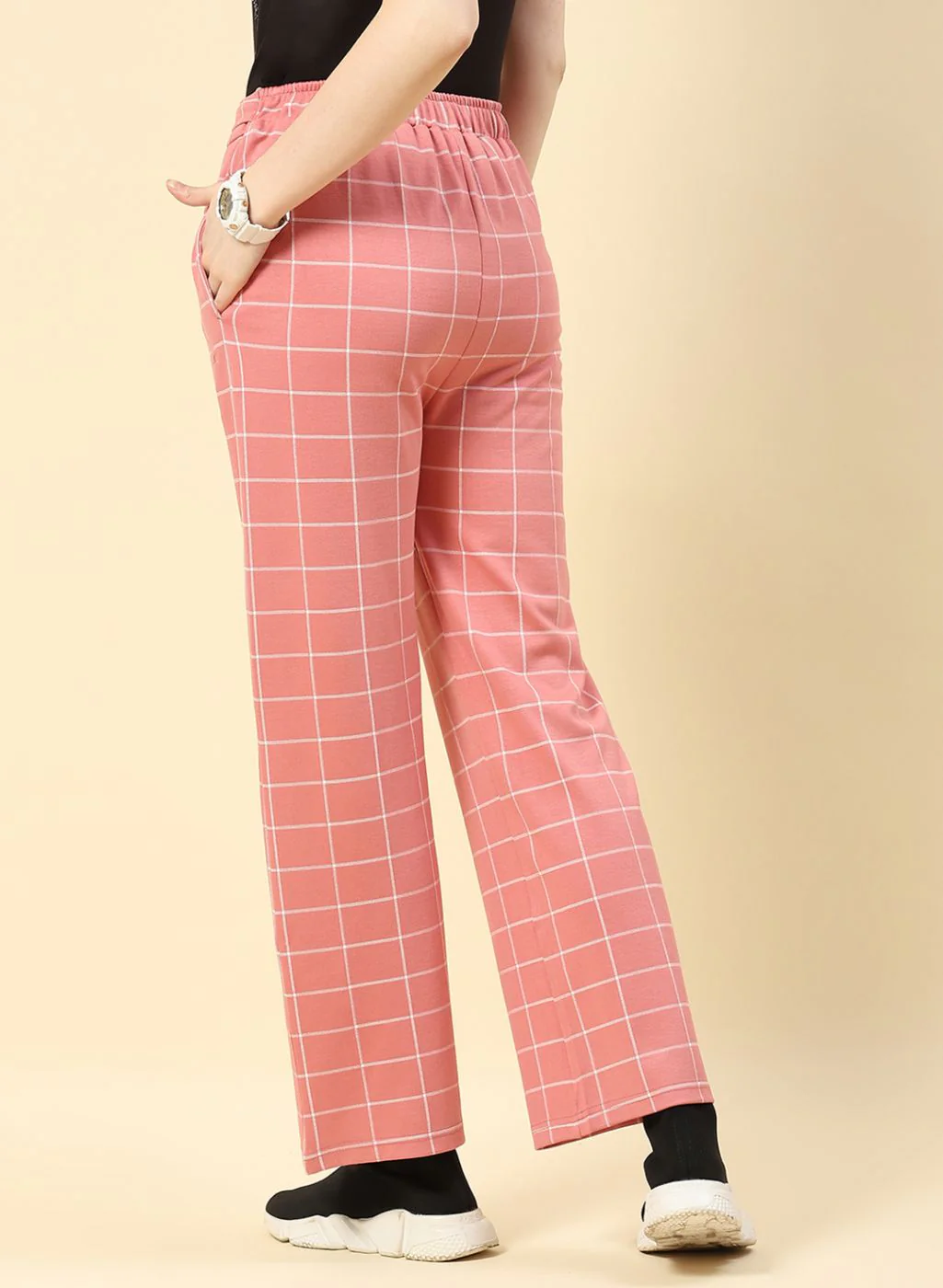 Women Pink Jaquard Plazzo - Image 4