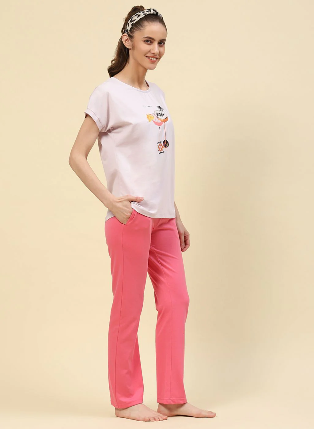 Women Pink Printed Lower Set - Image 3