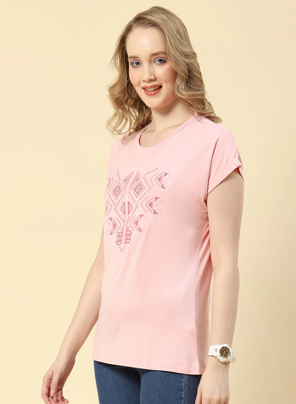 Women Pink Printed Top - Image 2
