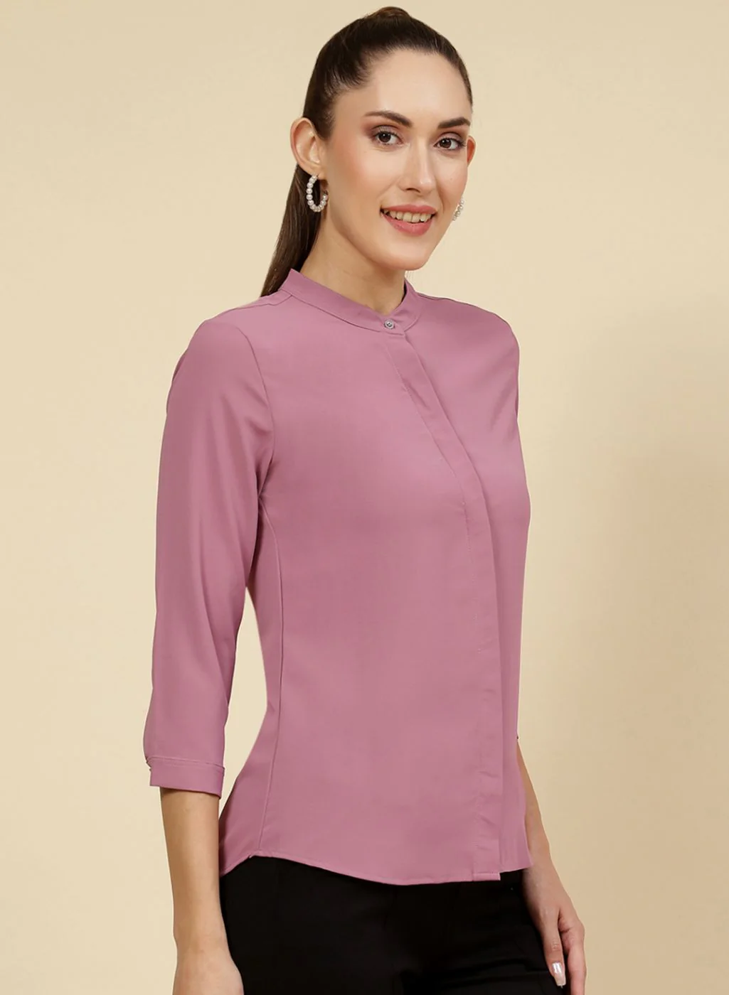 Women Pink Solid Top - Image 4