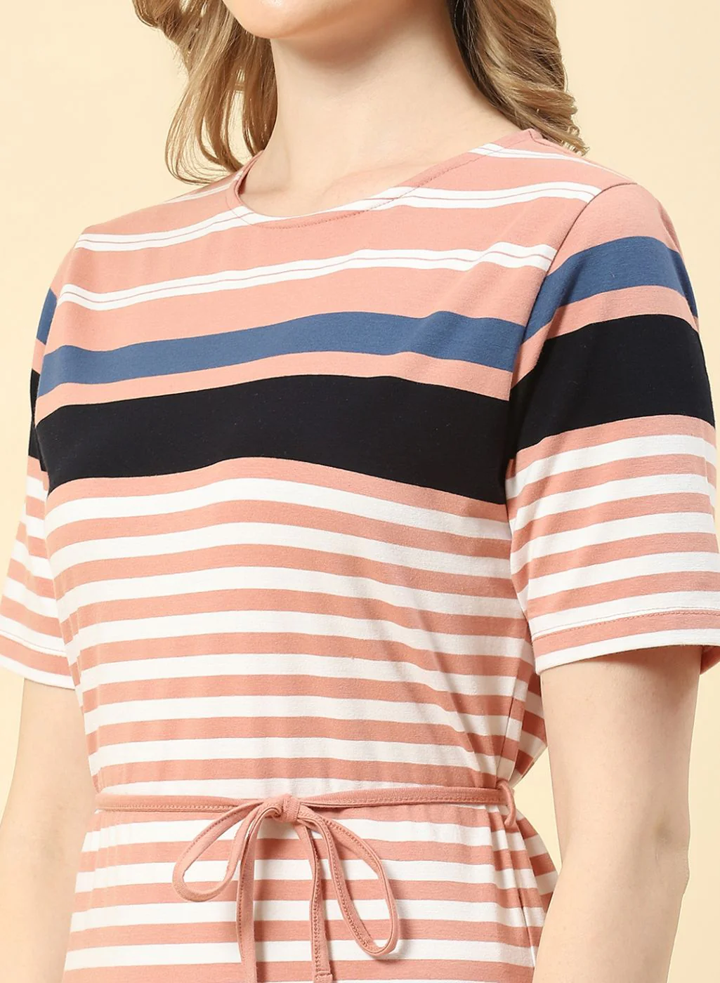 Women Pink Stripe Dress - Image 6