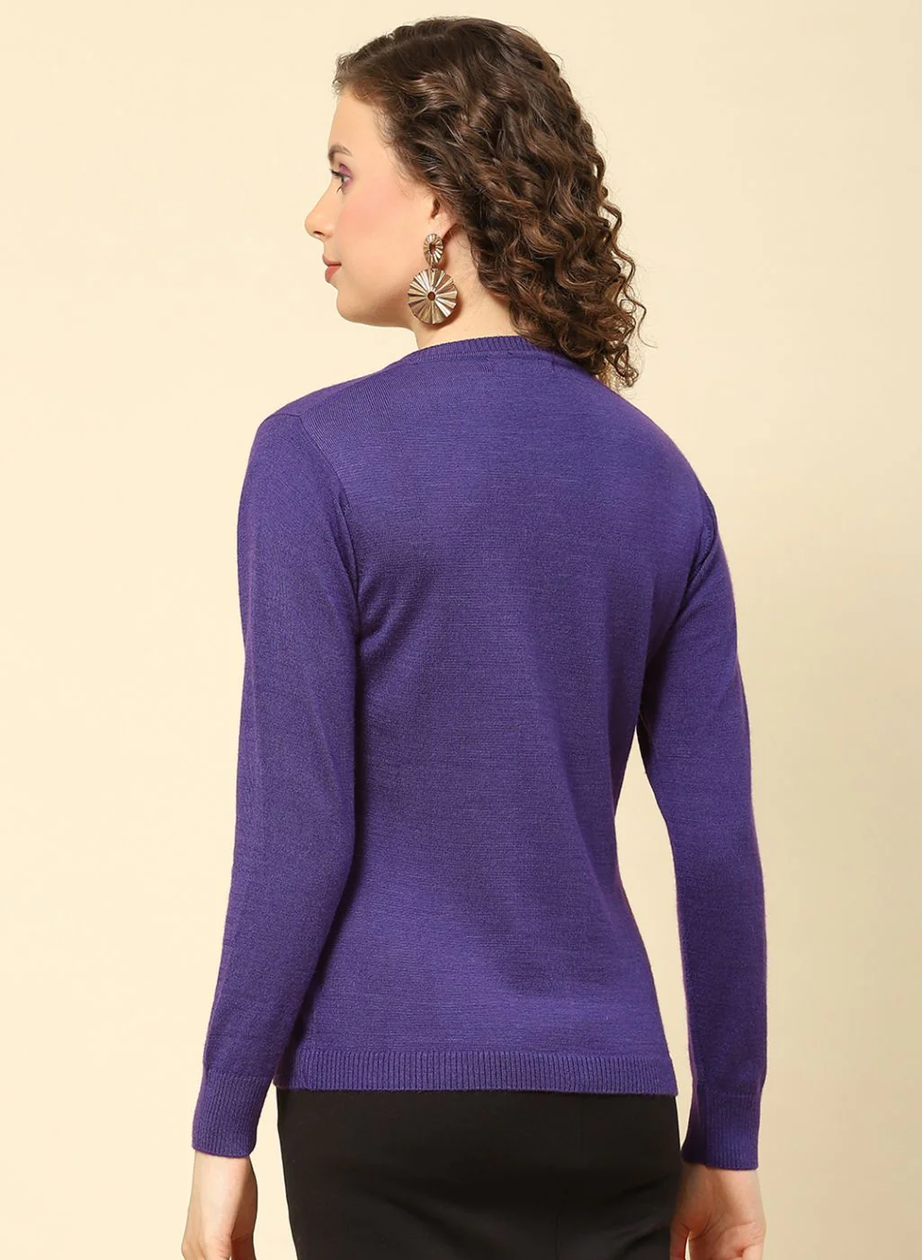 Women Purple Solid Modal Nylone Cardigan - Image 5
