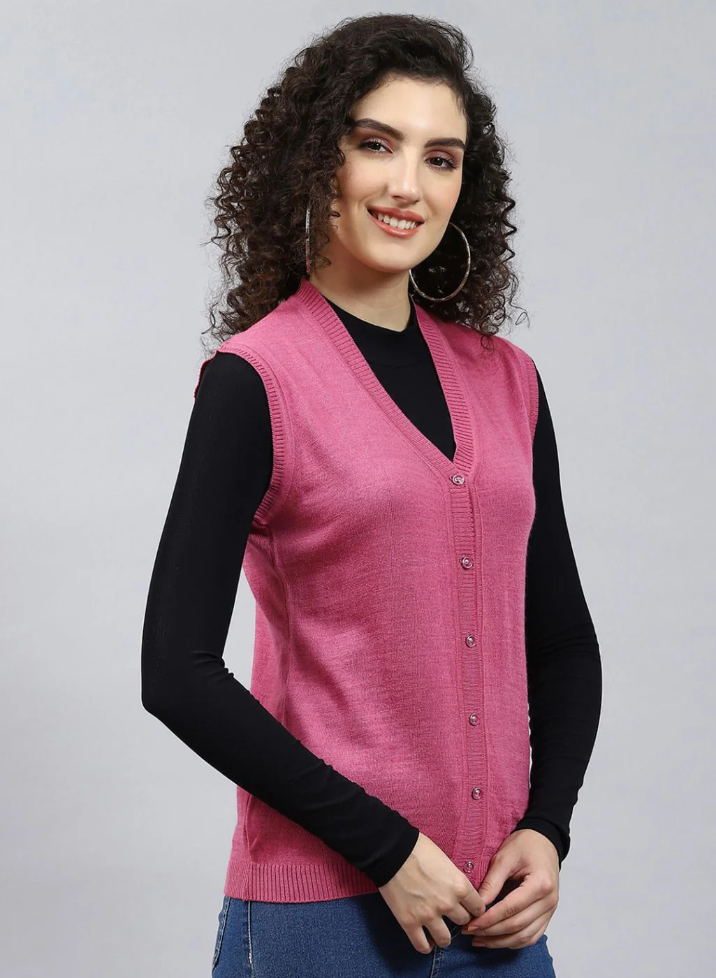 Women Red Solid Wool blend Cardigan - Image 4