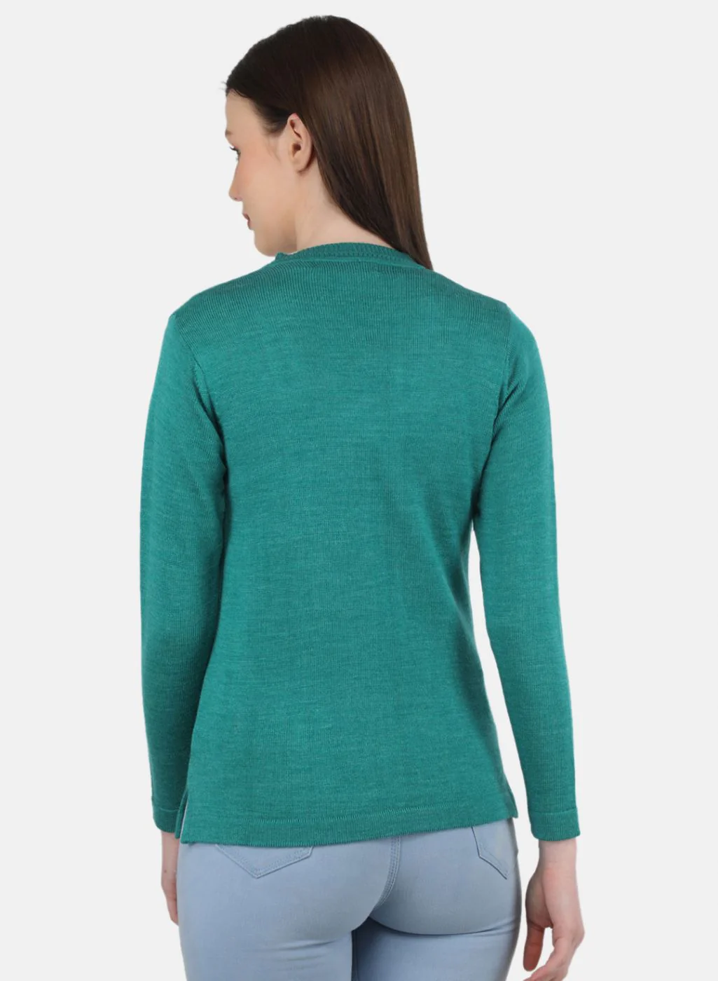 Women Sea Green Solid Cardigan - Image 3