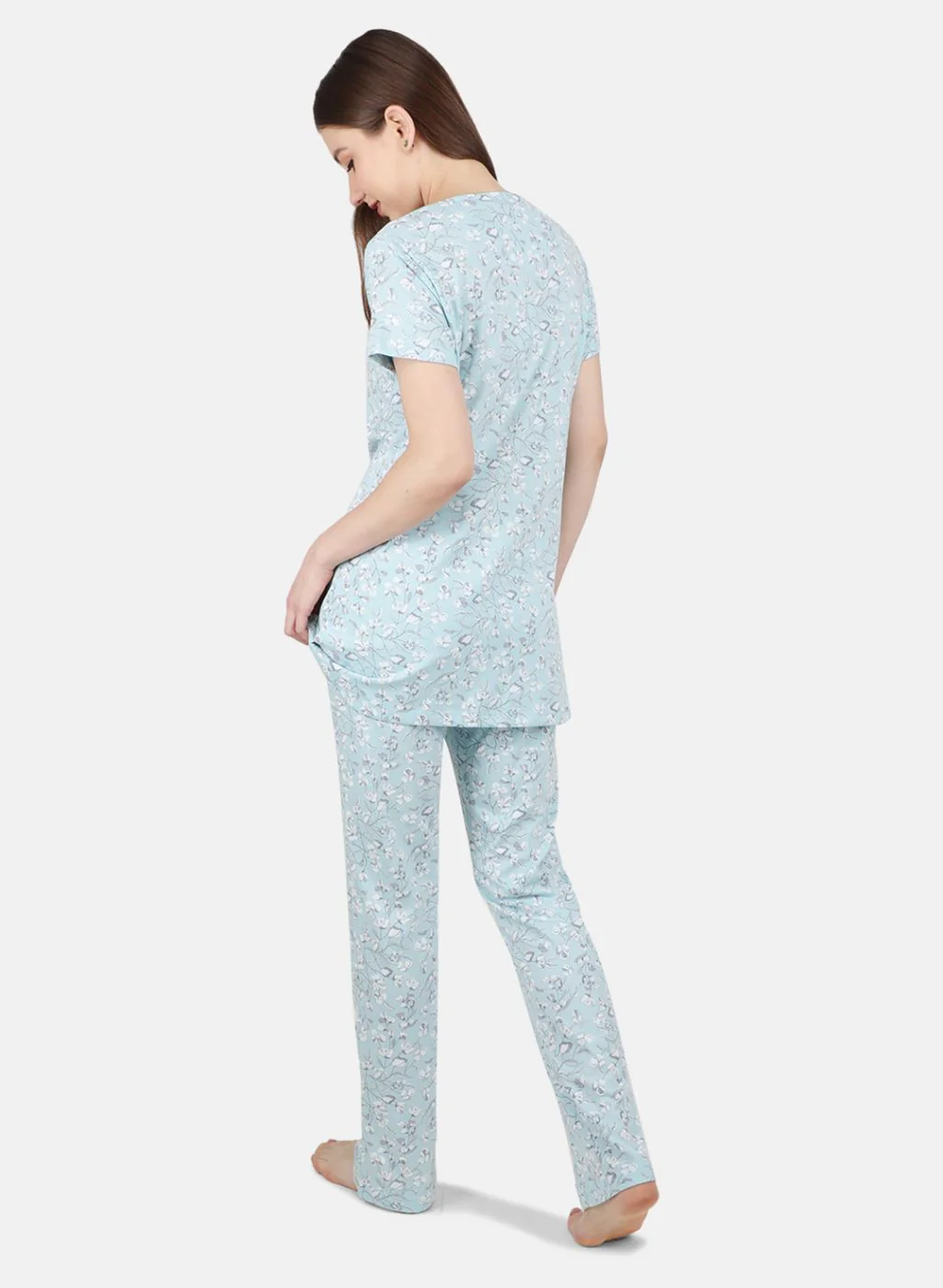 Women Sky Blue Printed Lower Set - Image 3