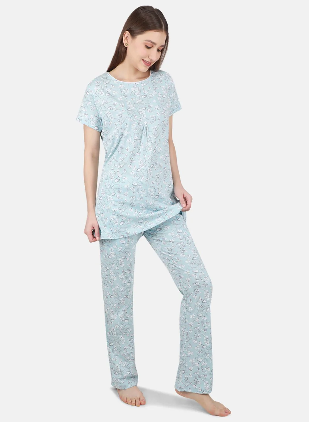 Women Sky Blue Printed Lower Set - Image 6