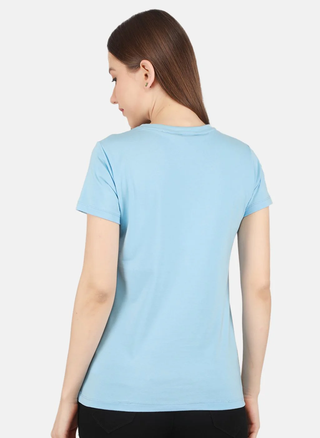 Women Sky Blue Printed Top - Image 3