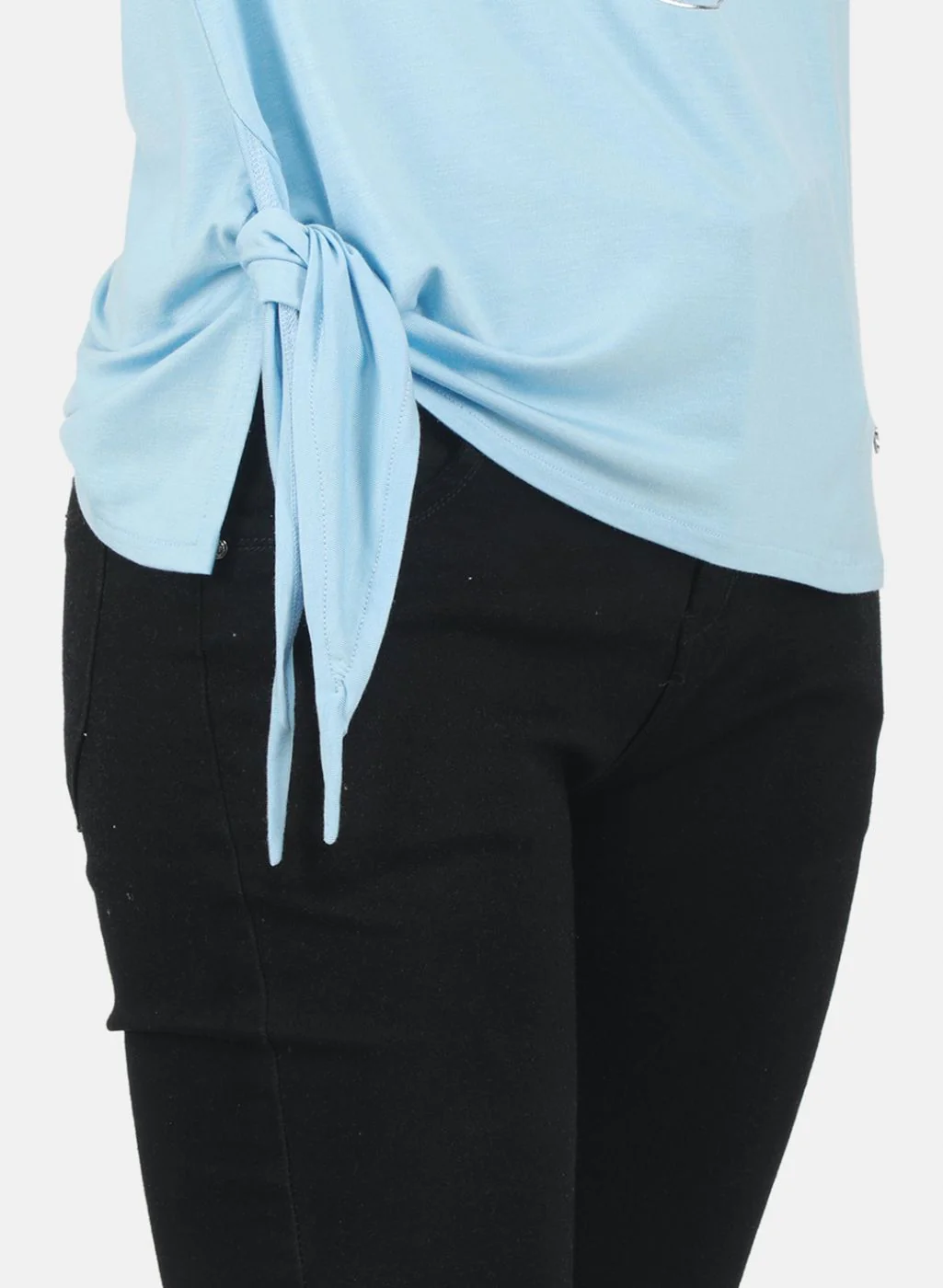 Women Sky Blue Printed Top - Image 5