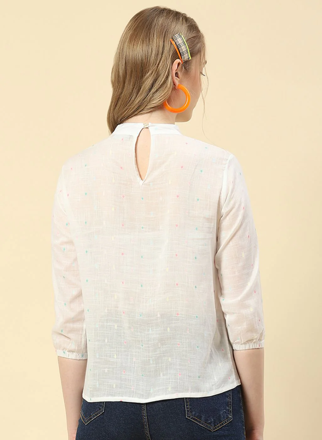 Women White Embroidered Top - Image 4