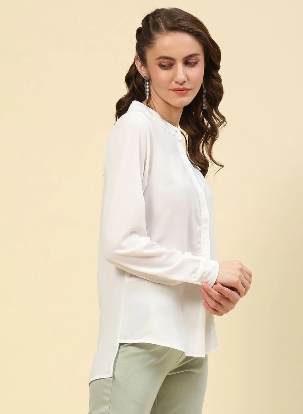 Women White Plain Top - Image 3