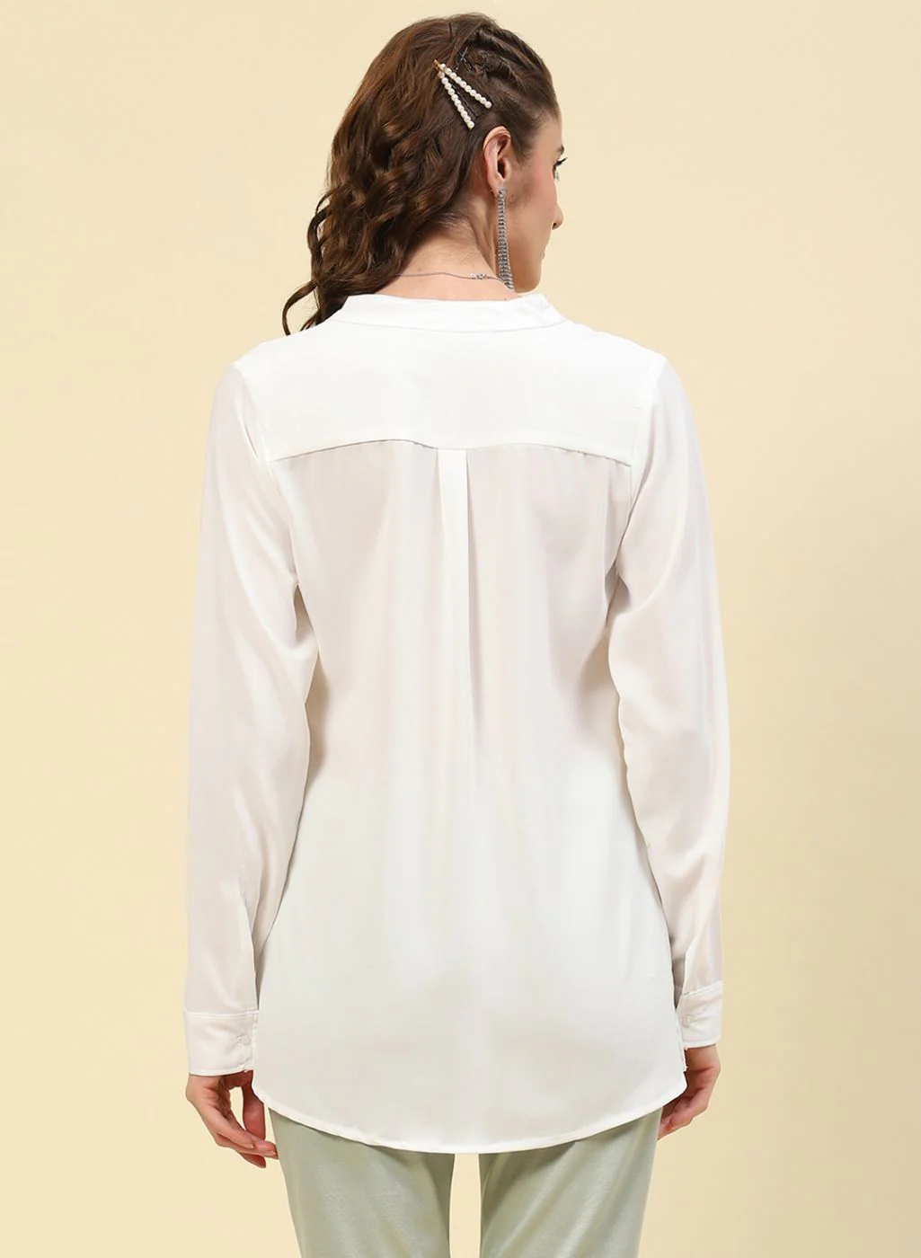 Women White Plain Top - Image 4