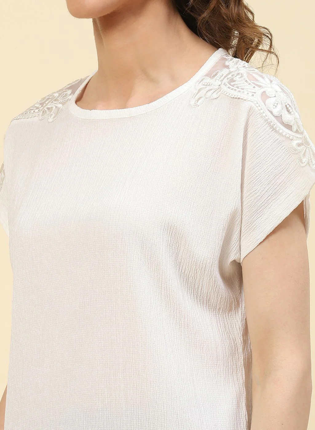 Women White Solid Top - Image 6