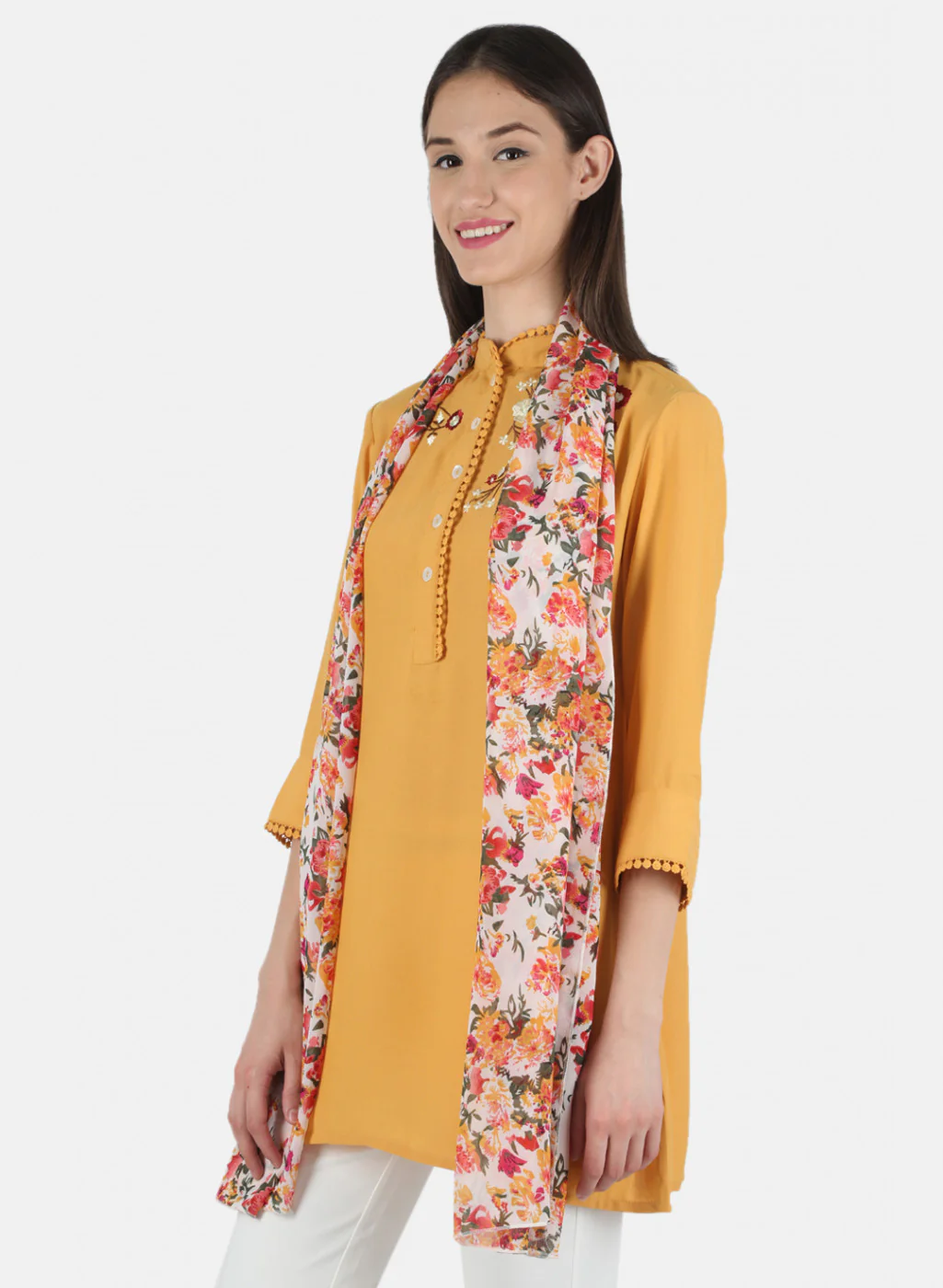 Women Yellow Plain Top - Image 2
