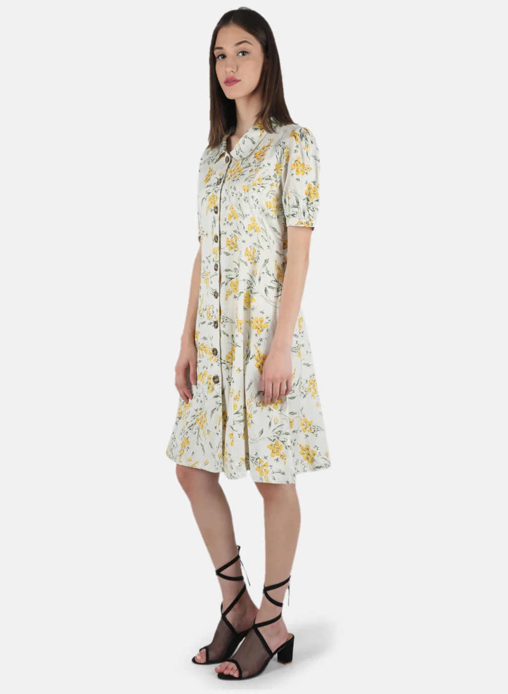 Women Yellow Printed Dress - Image 2