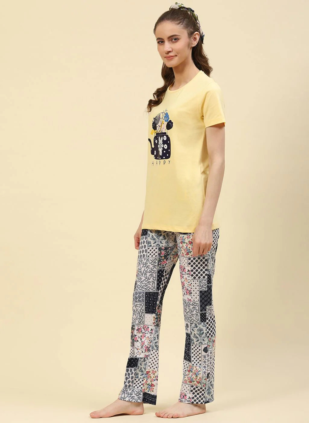 Women Yellow Printed Lower Set - Image 2