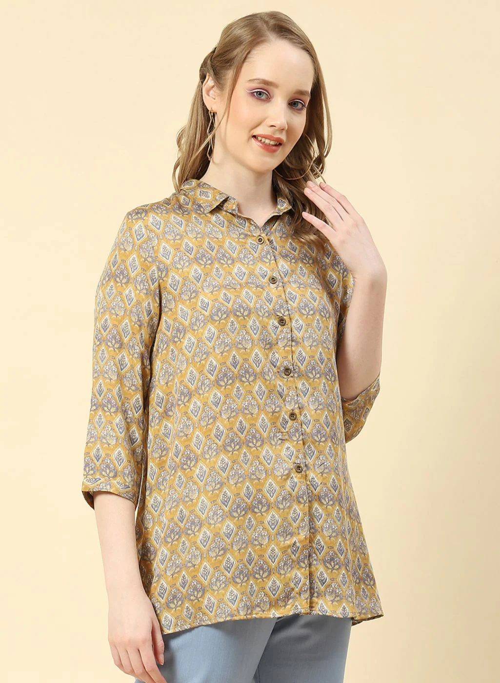 Women Yellow Printed Top - Image 4