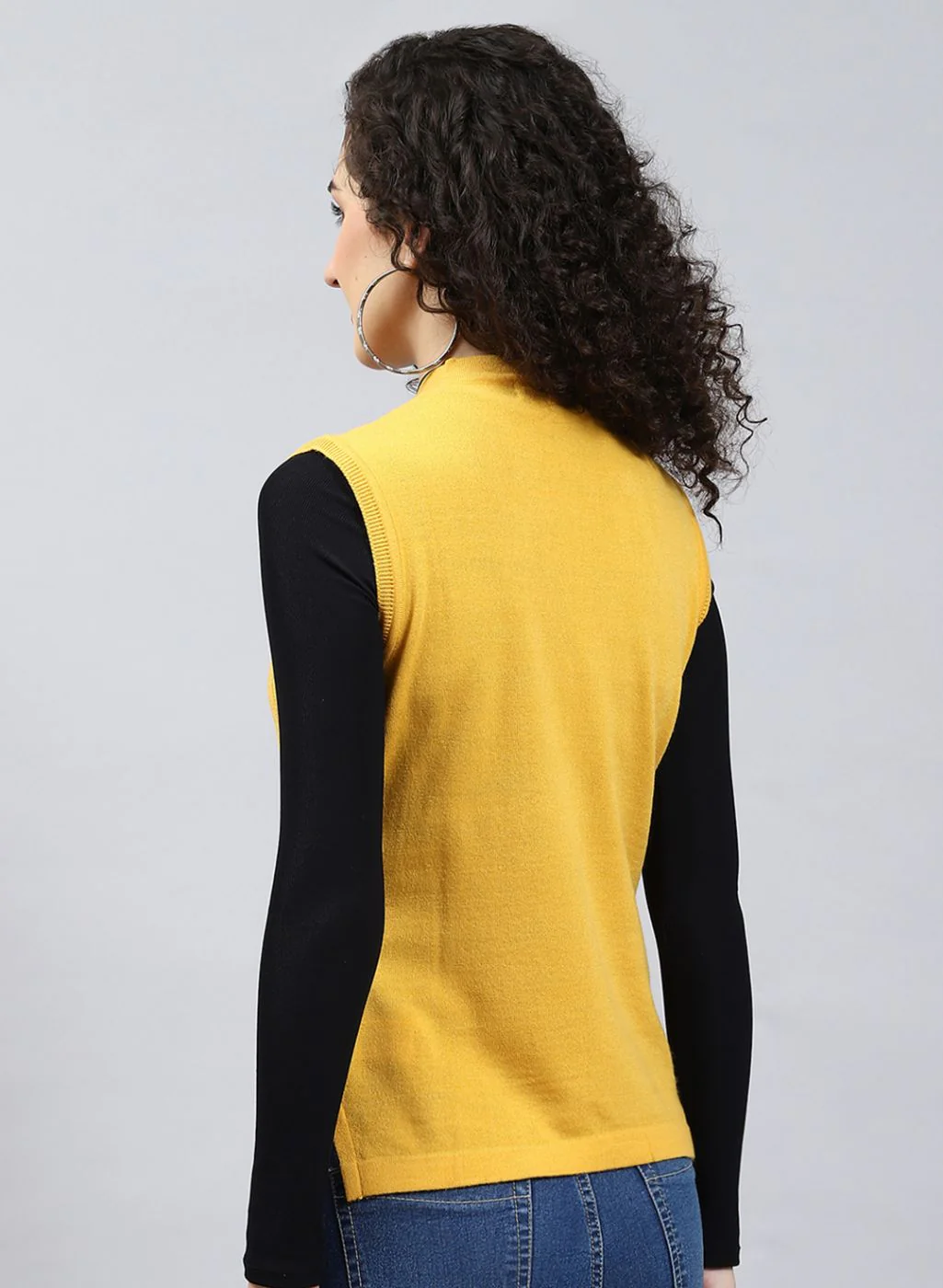 Women Yellow Self Design Wool blend Cardigan - Image 5