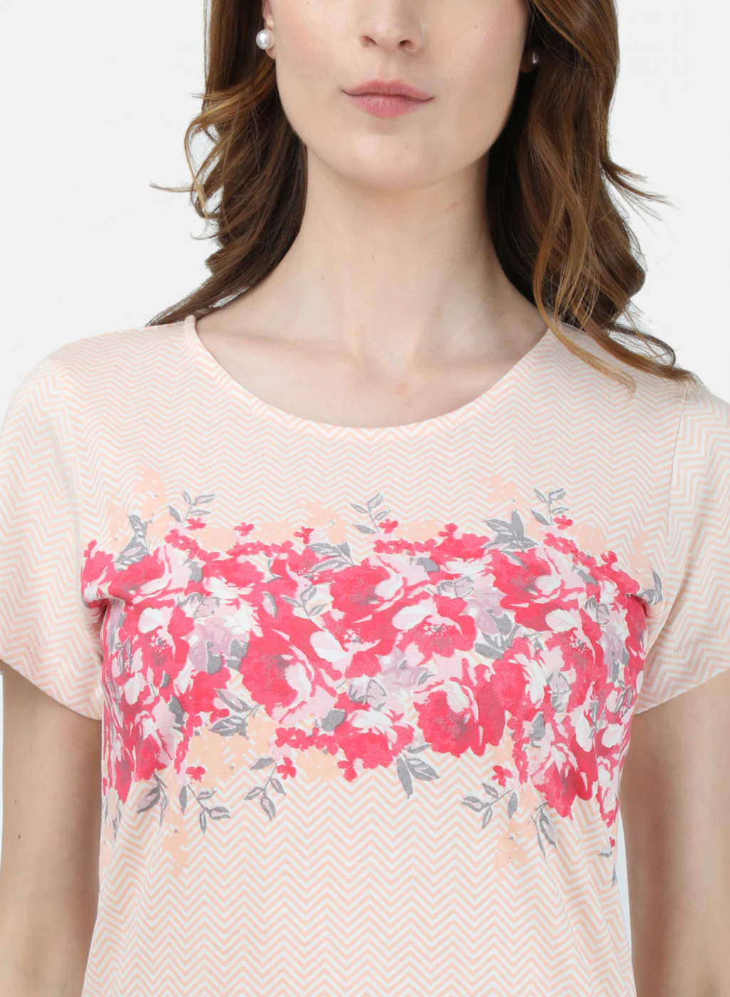 Womens Off White & Peach Printed Lower Set - Image 5