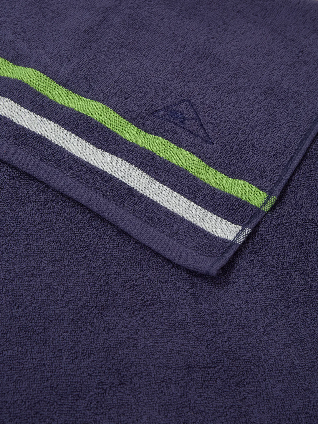 Navy Blue 100% Cotton Solid 400 GSM Gym Towel Active Dry 2 Pc Set Gift Box Pack with Free Bottle - Image 9