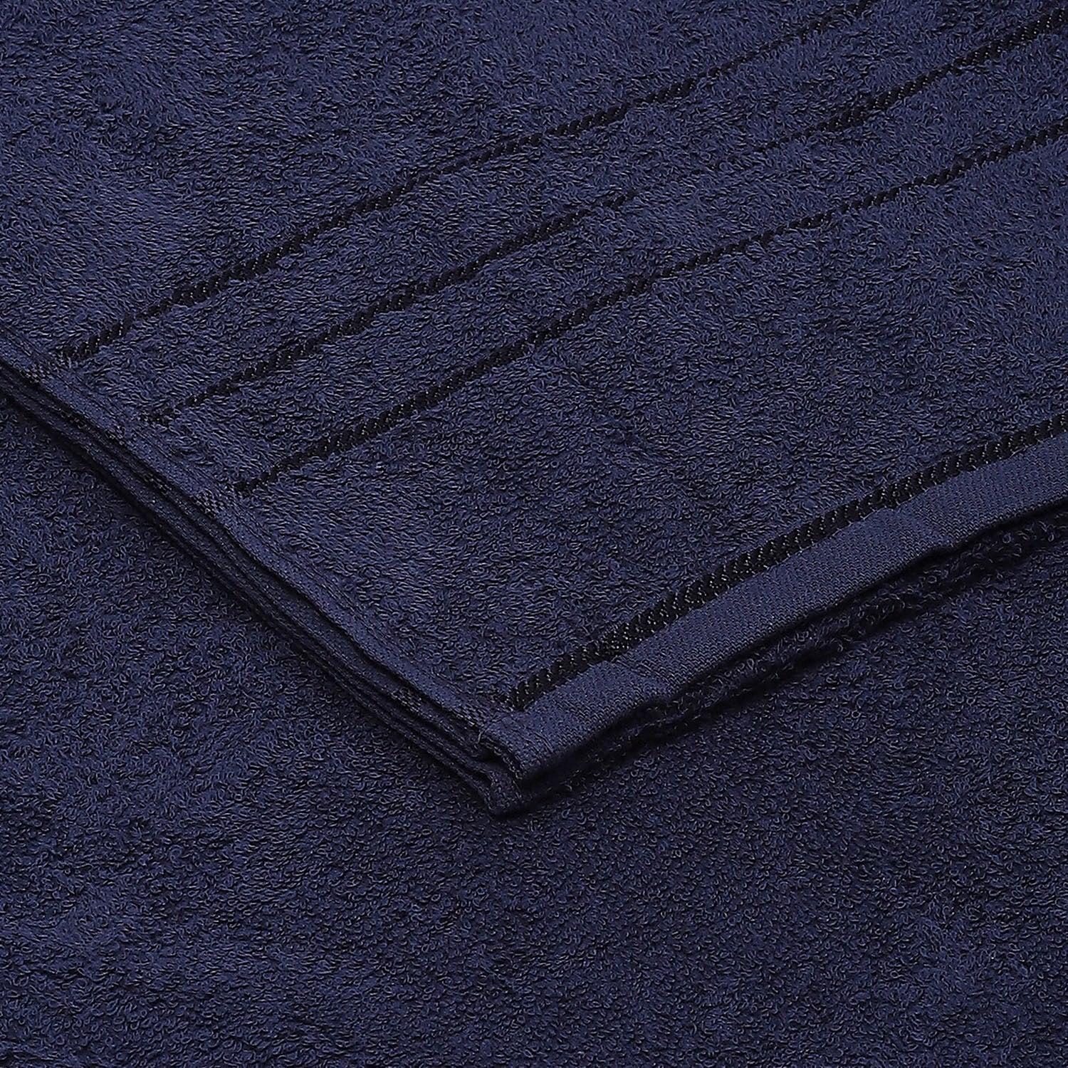 Navy Blue Cotton 350 GSM Bath Towel - Image 3