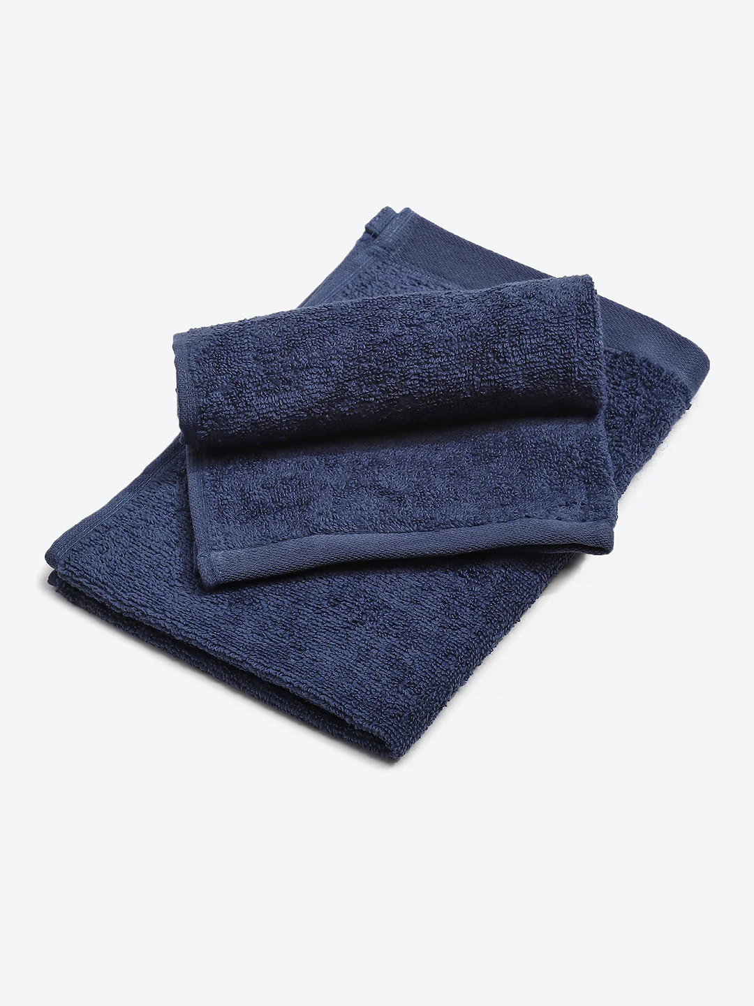 Navy Blue Cotton Solid 350 GSM Hand Towel (Pack of 2) - Image 2