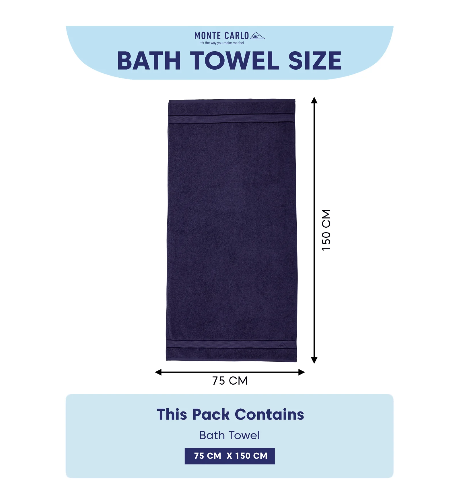 Navy Blue Pure Cotton Solid 450 GSM Bath Towel 1 Piece (Oasis Collection) - Image 8