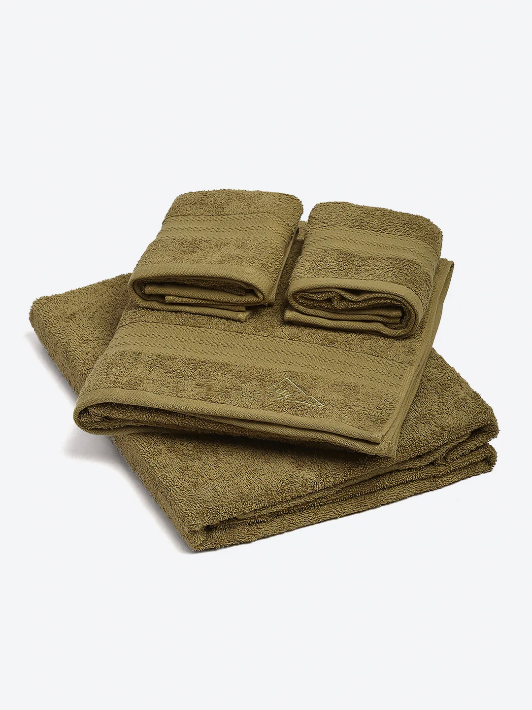 Olive Cotton Solid 380 GSM 2 Bath Towel & 2 Hand Towel - Image 2