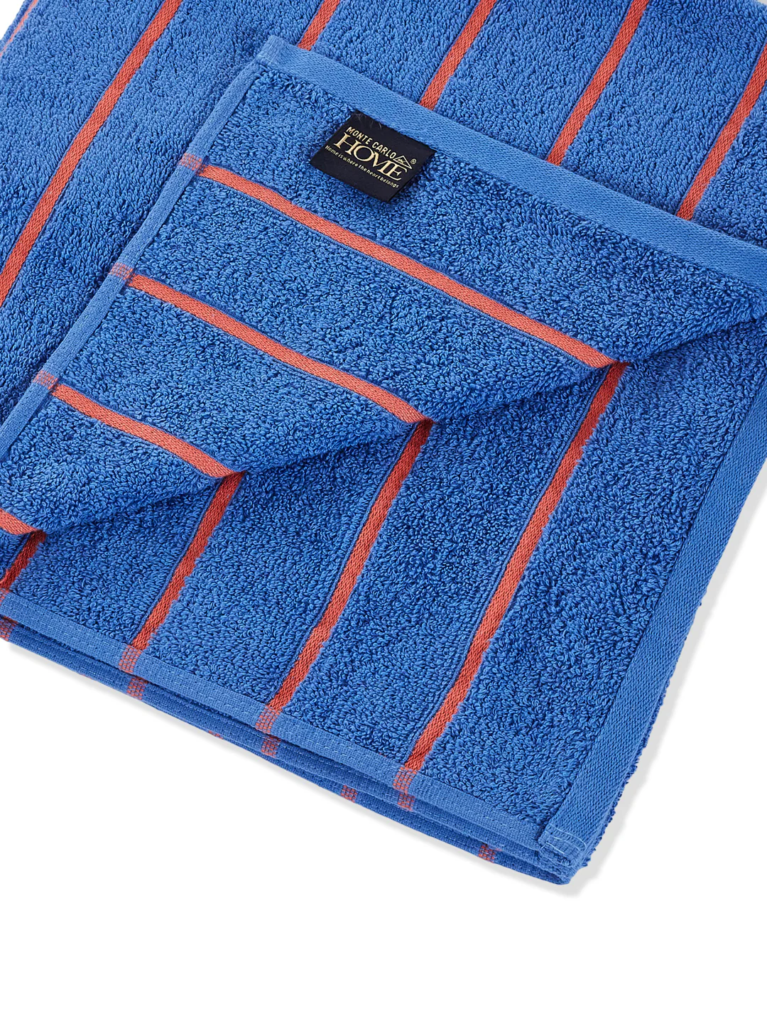 Orange & Blue 100% Cotton Solid 480 GSM Bath Towel King & Queen 2 Pc Set Gifting Box Pack - Image 7