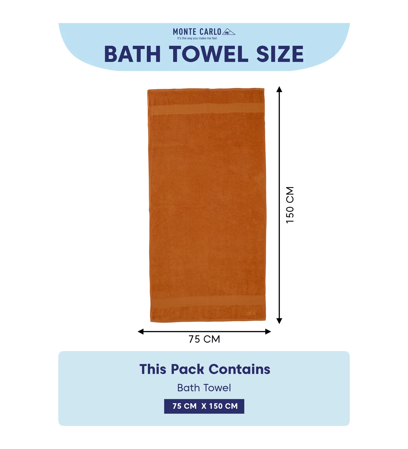 Orange Pure Cotton Solid 380 GSM Bath Towel 1 Piece (Jazz Collection) - Image 8