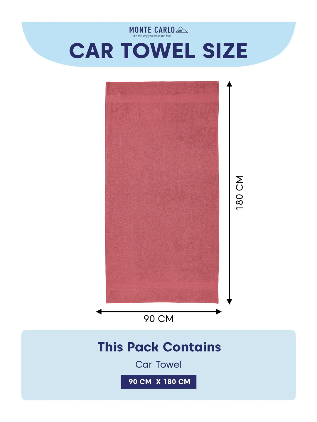 Peach Pure Cotton Solid 380 GSM Car Towel 1 Piece (Jazz Collection) - Image 7