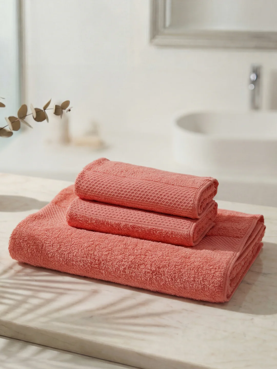 Pink 100% Cotton Solid 380 GSM Bath Towel Super Charm 3 Pc Set Gifting Box Pack - Image 2