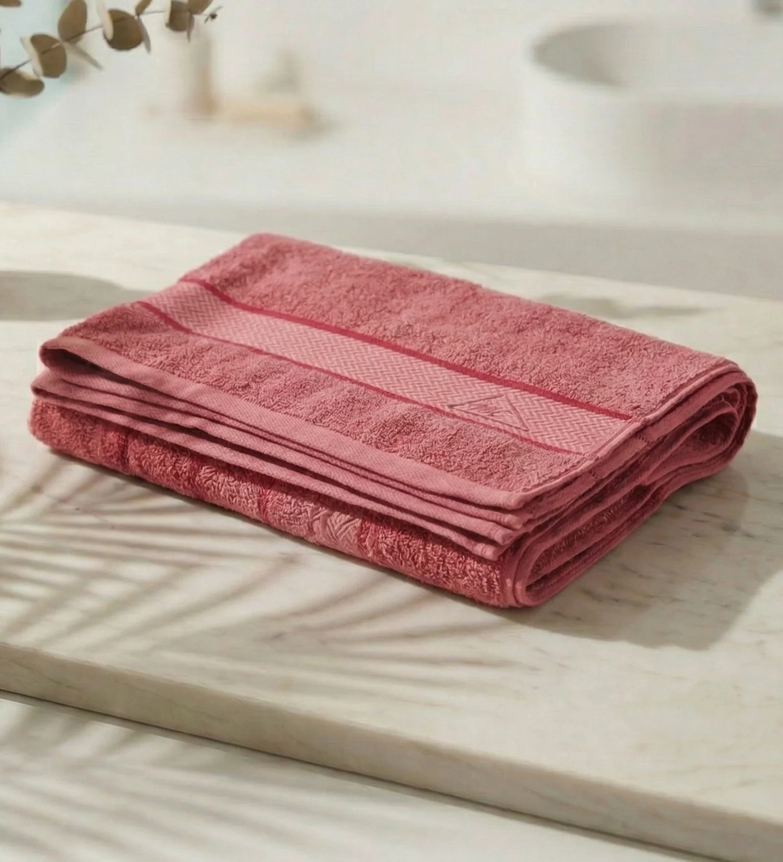 Pink Pure Cotton Solid 450 GSM Bath Towel 1 Piece (Oasis Collection) - Image 2