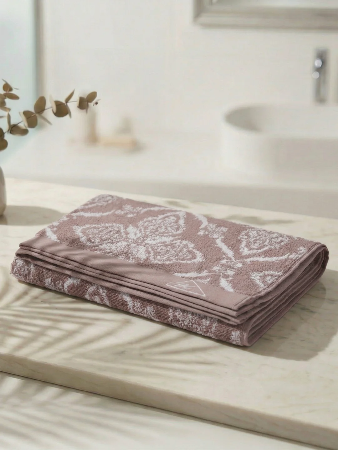 Premium Beige 100% Cotton Self Design 525 GSM Bath Towel Santorini 1 Pc Pvc Pack - Image 2
