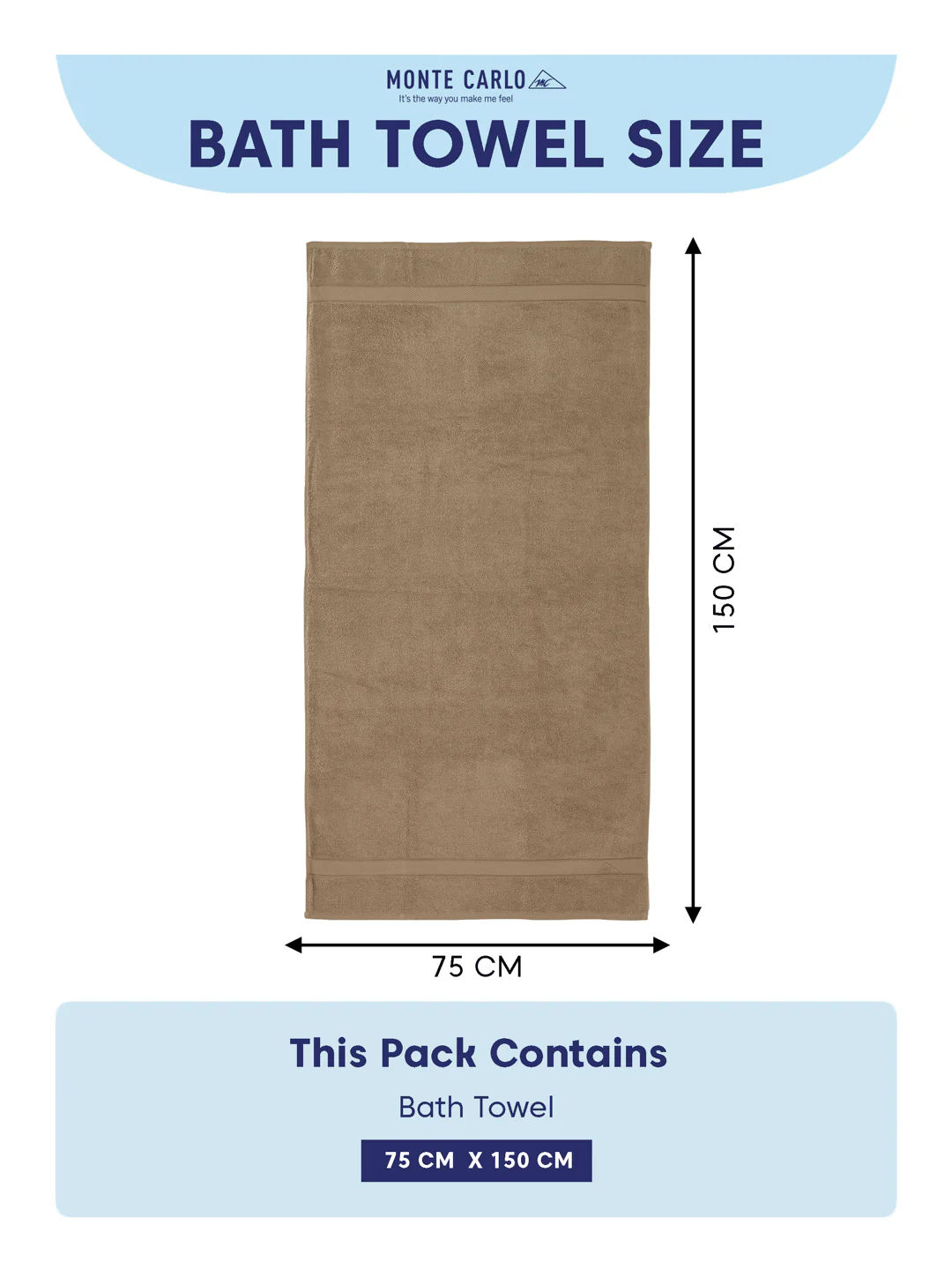 Premium Beige 100% Cotton Solid 525 GSM Bath Towel Iris 1 Pc Pvc Pack - Image 8