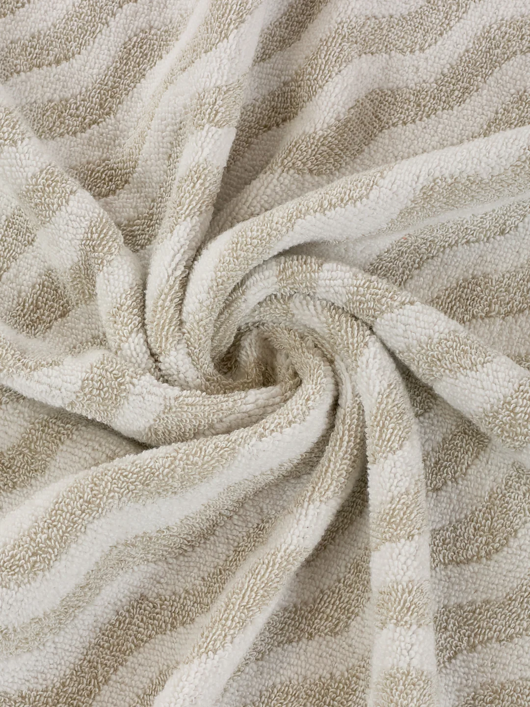 Premium Beige & White Pure Cotton Self Design 500 GSM Bath Towel 1 Piece (Green Weave Collection) - Image 7