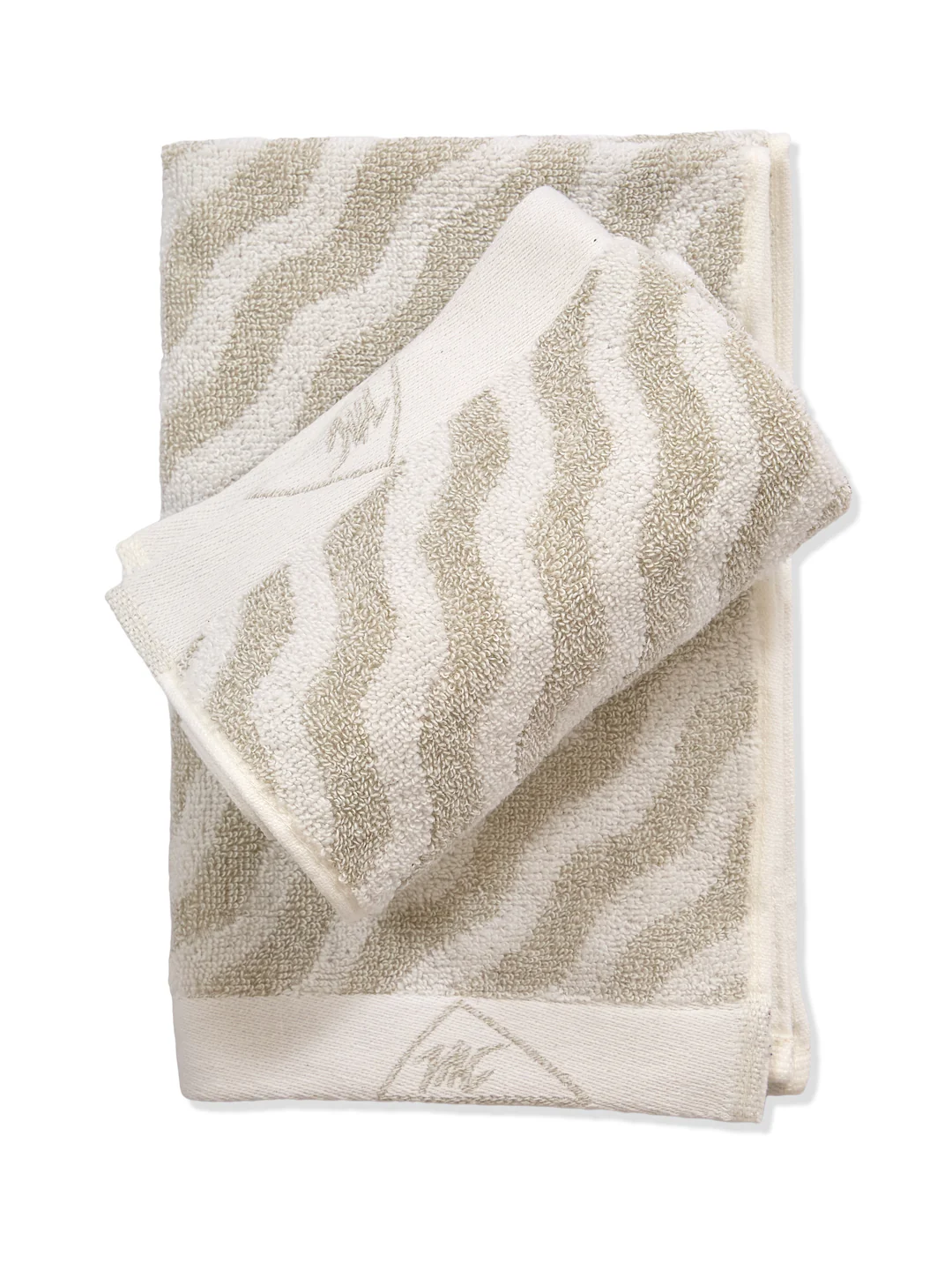 Premium Beige & White Pure Cotton Self Design 500 GSM Hand Towel 2 Pc Set (Green Weave Collection) - Image 6