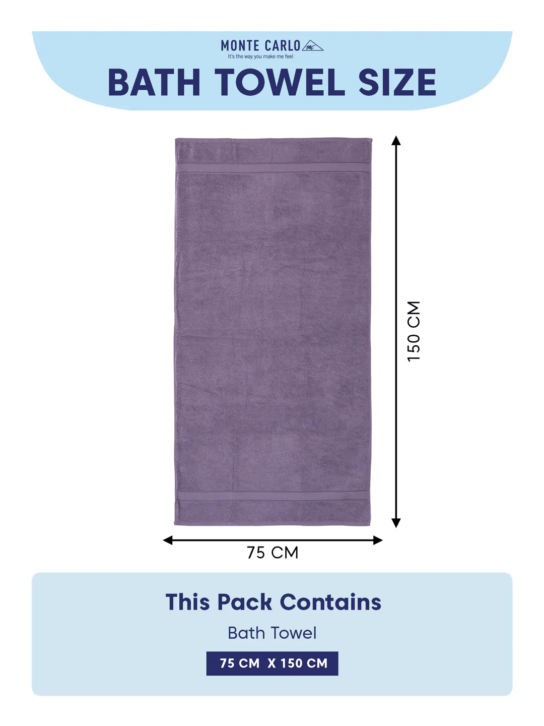 Premium Blue 100% Cotton Solid 525 GSM Bath Towel Iris 1 Pc Pvc Pack - Image 8