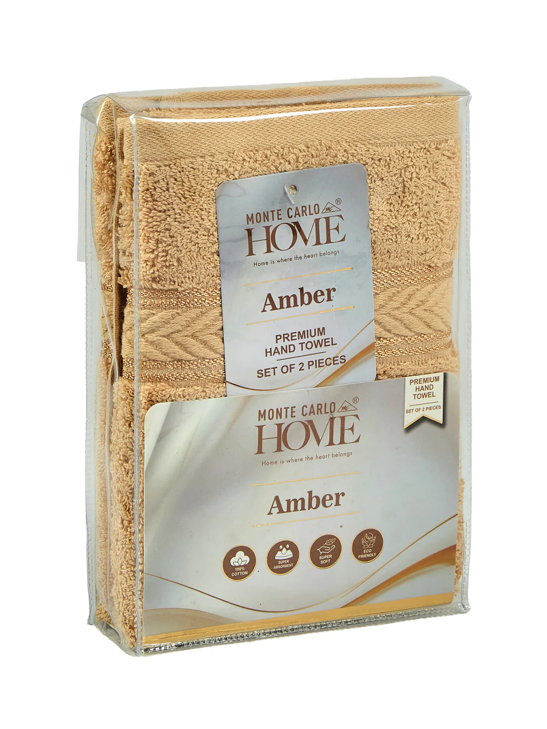 Premium Camel Brown 100% Cotton Solid 525 GSM Hand Towel Amber 2 Pc Set Pvc Pack - Image 11